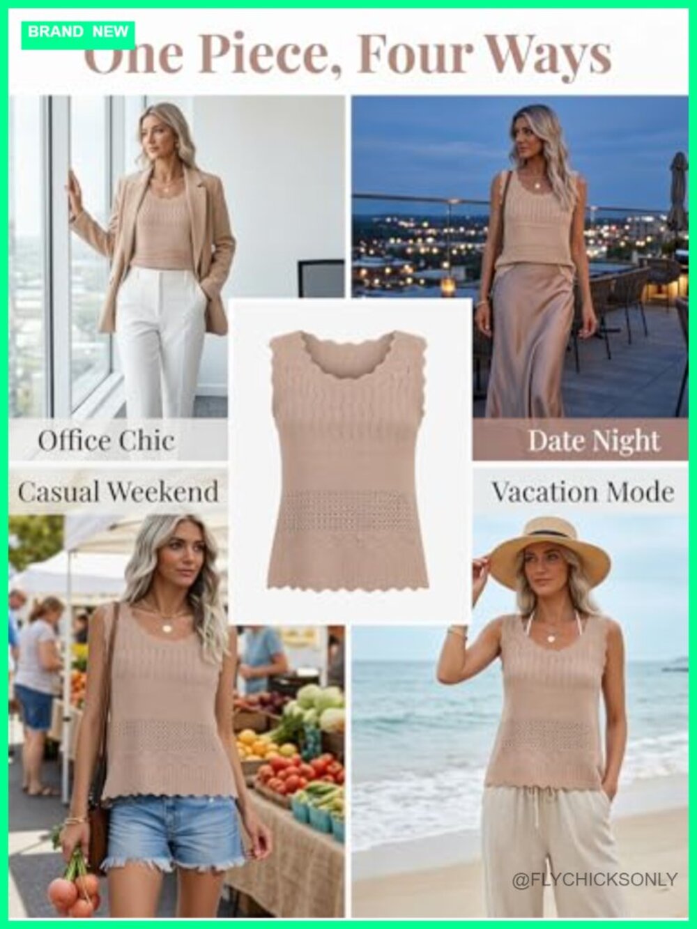 Crochet Tank Top Sleeveless Knit Sweater Vest Boho Summer Beach Top - Picture 6 of 7